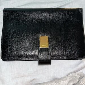 Vintage black Bally leather briefcase with gold hardware